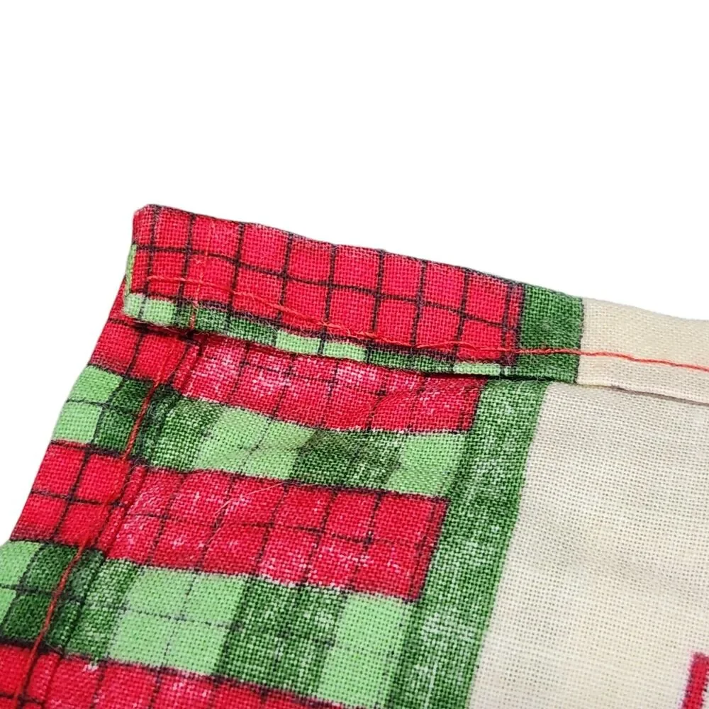 VTG 1990s Cottage Handmade Christmas Tablecloth Let It Snow Snowman Red 88×56
